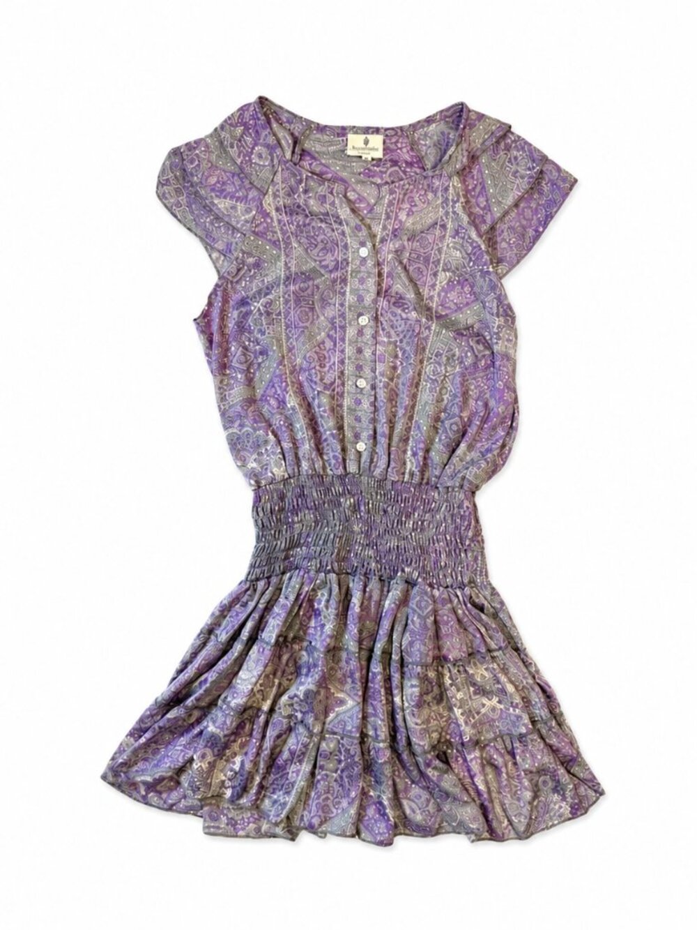 Perry Walker Jenny Silk Paisley Mini Dress S Boho Resort